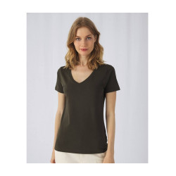 Tee-shirt femme col V en coton bio personnalisé